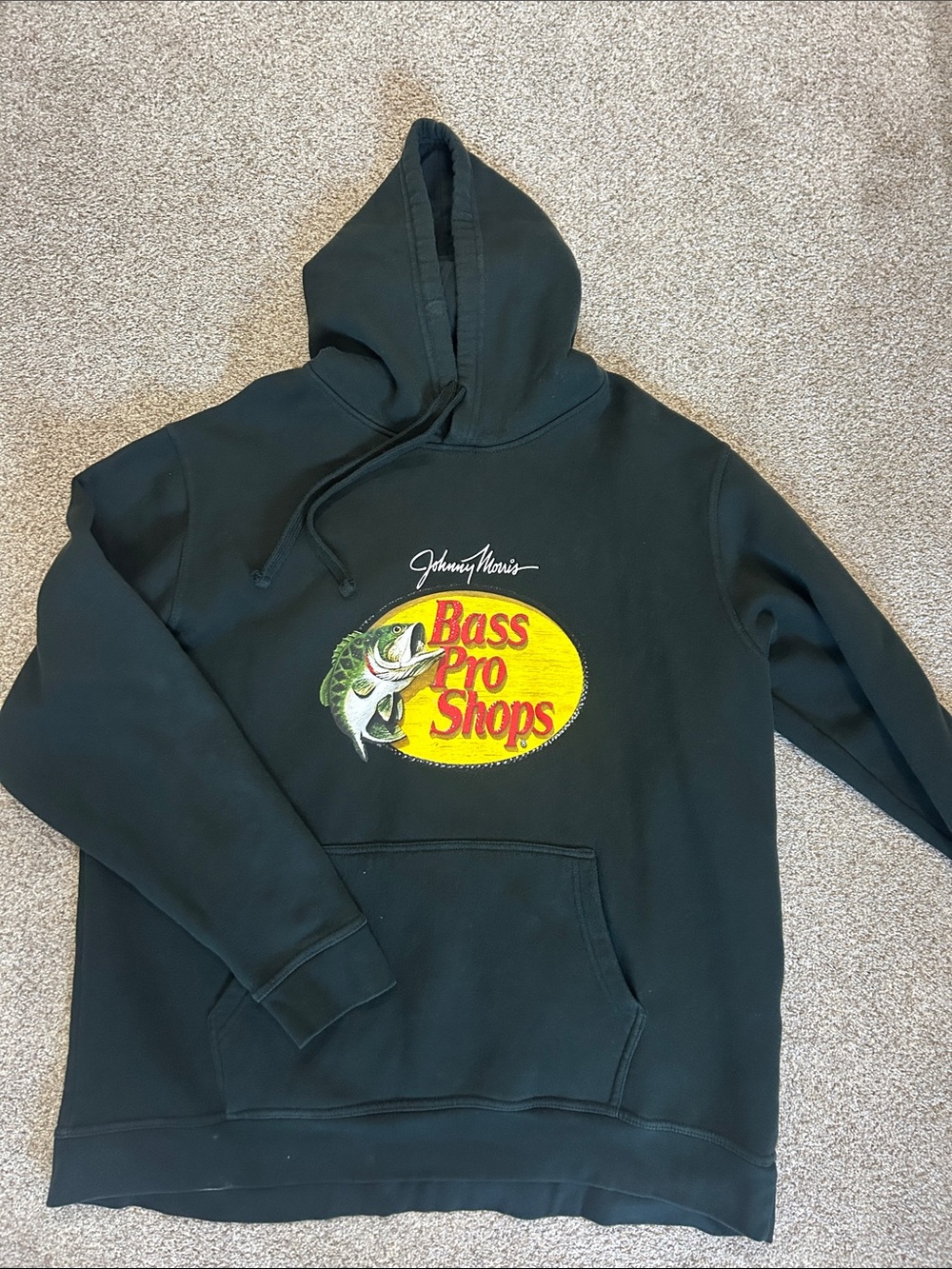 Bass Pro Shops Black Pullover Hoodie with Fish Logo